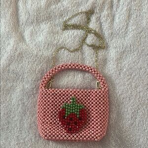 Pink Beaded Strawberry purse